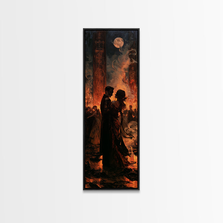 The Ballroom Of Silent Shoggoths, Victorian Horror Portrait, Tall Narrow Wall Art, Canvas Print, Gothic Wall Decor, Halloween Portrait Art