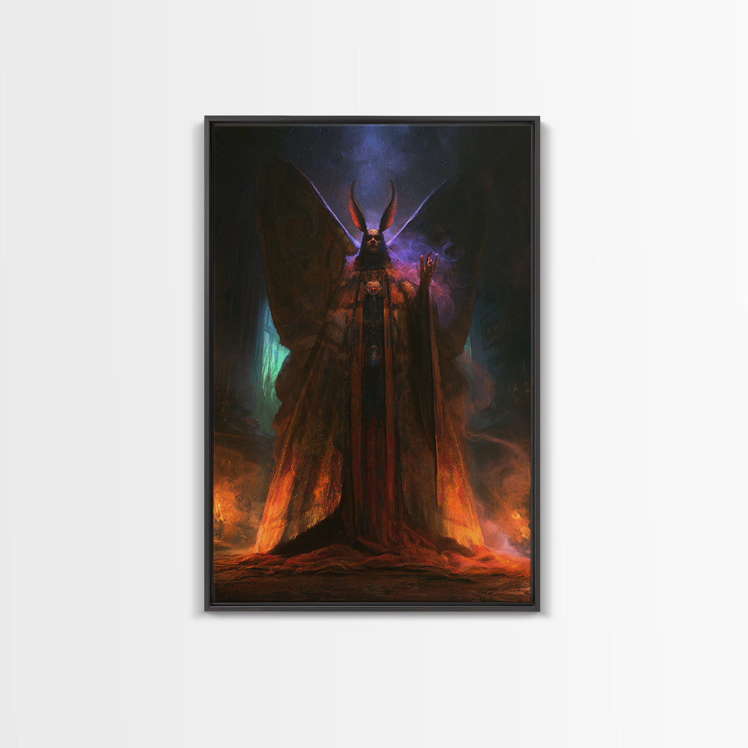 The Moth Prophet Of Kadath, Victorian Horror Portrait, Vertical Wall Art, Canvas Print, Gothic Wall Decor, Halloween Portrait Art