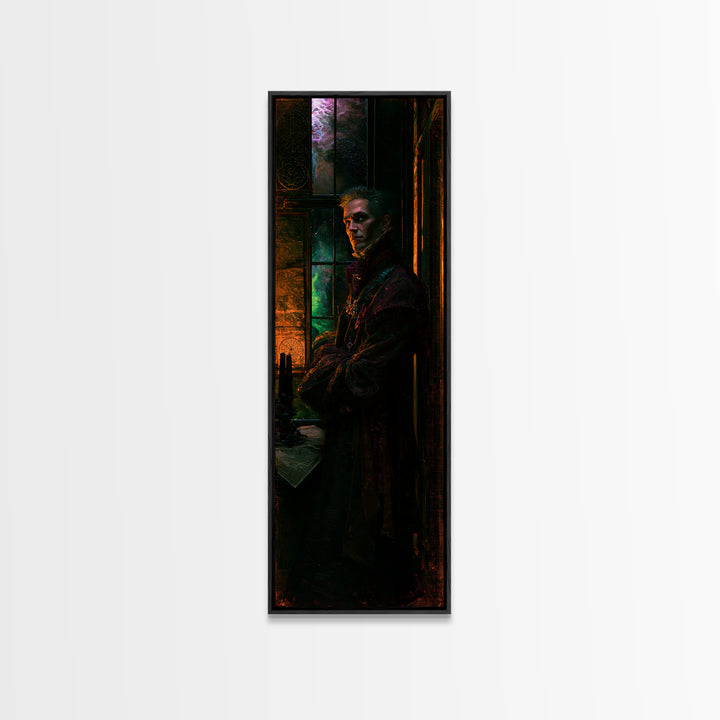 The Thirteenth Door Of Arkham House, Victorian Cosmic Horror, Tall Narrow Wall Art, Framed Canvas Print, Gothic Wall Decor