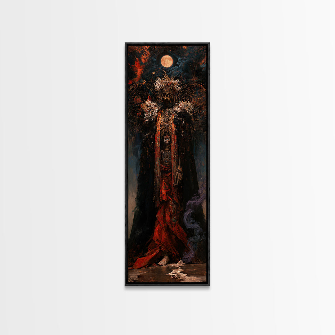 The Salt King Of The Black Shore, Antique Gothic Portrait, Tall Narrow Wall Art, Framed Canvas Print, Gothic Wall Decor, Halloween Wall Art