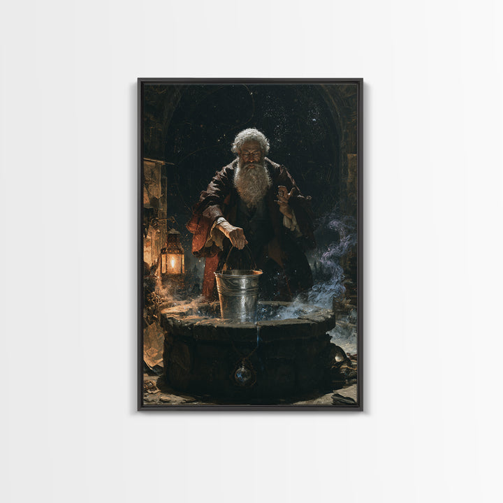 The Dreamwell Beneath Miskatonic, Victorian Horror Portrait, Vertical Wall Art, Framed Canvas Print, Gothic Wall Decor, Halloween Wall Art