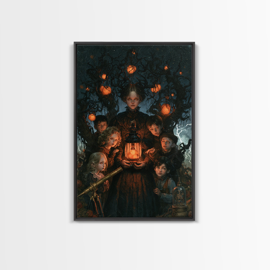 The Children Of The Star Orchard, Antique Gothic Portrait, Vertical Wall Art, Canvas Print, Gothic Wall Decor, Halloween Portrait Art