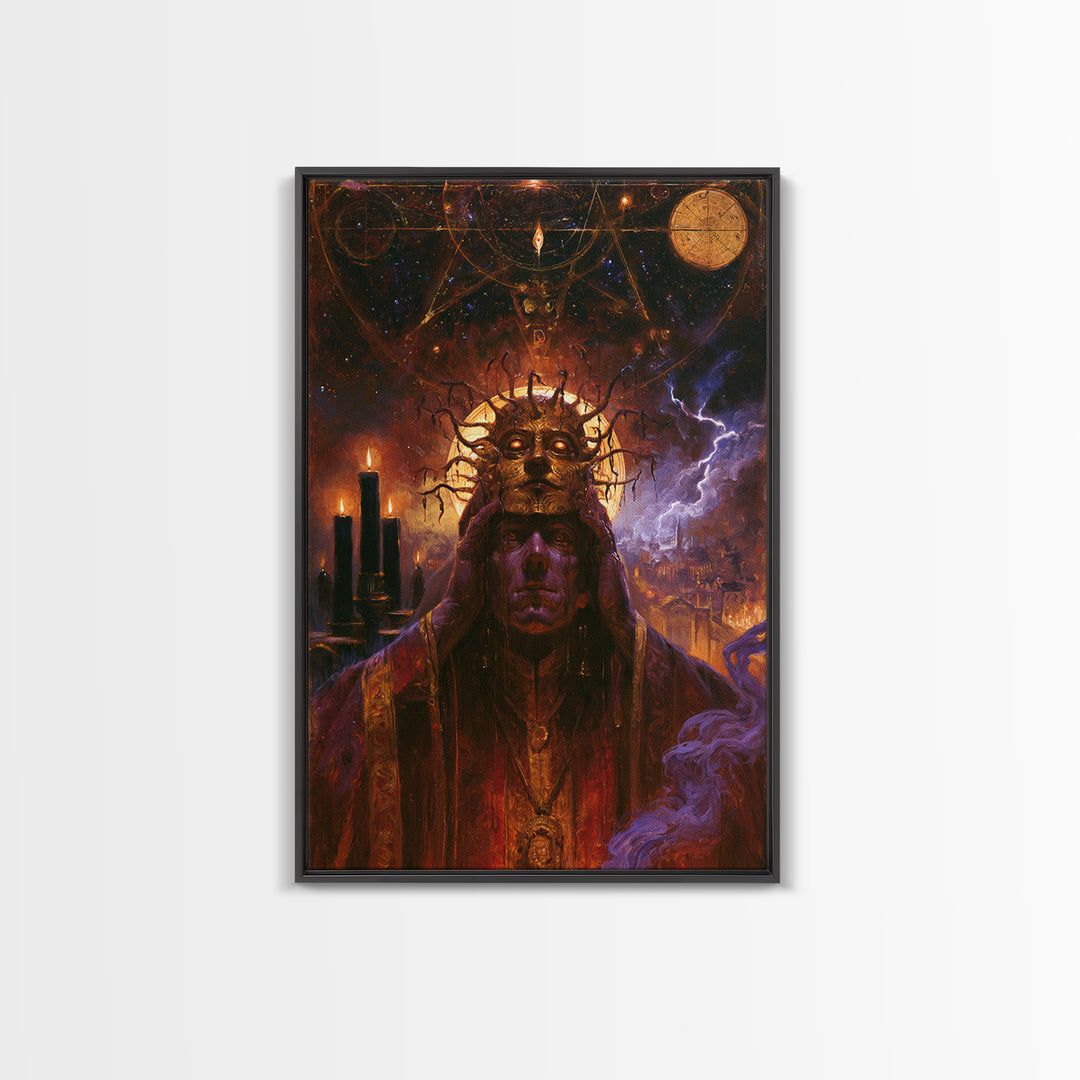 The Mask Of The Crawling God, Victorian Gothic Art, Vertical Wall Art, Framed Canvas Print, Gothic Wall Decor, Halloween Portrait Art