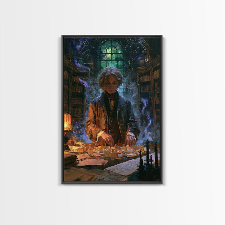 The Archivist Of Dreaming Bones, Victorian Cosmic Horror, Vertical Wall Art, Framed Canvas Print, Gothic Wall Decor, Halloween Portrait Art