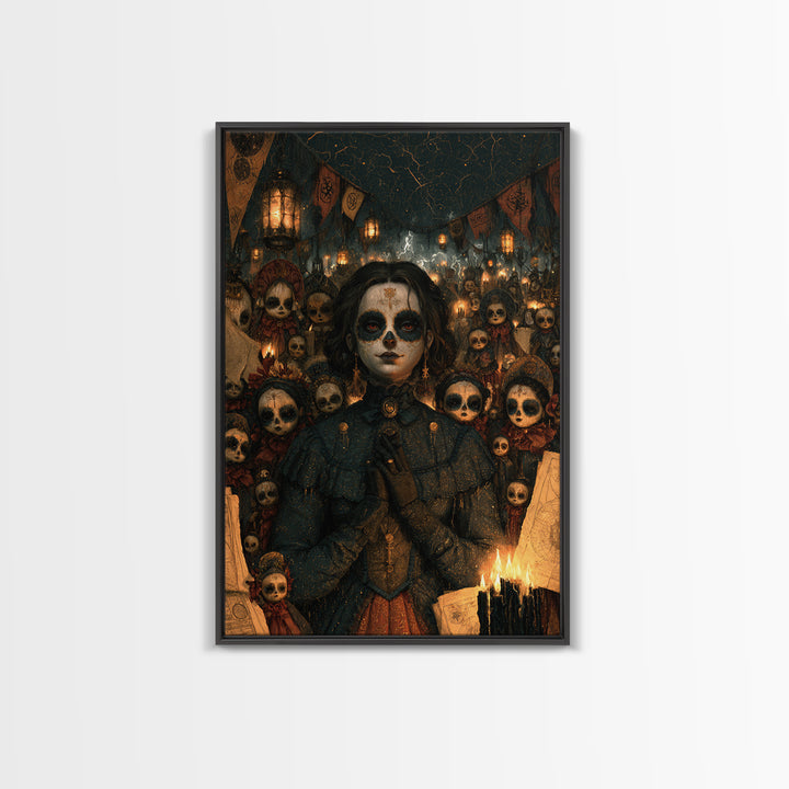 The Festival Of The Little Old Ones, Macabre Victorian Decor, Vertical Wall Art, Framed Canvas Print, Gothic Wall Decor, Gothic Home Decor
