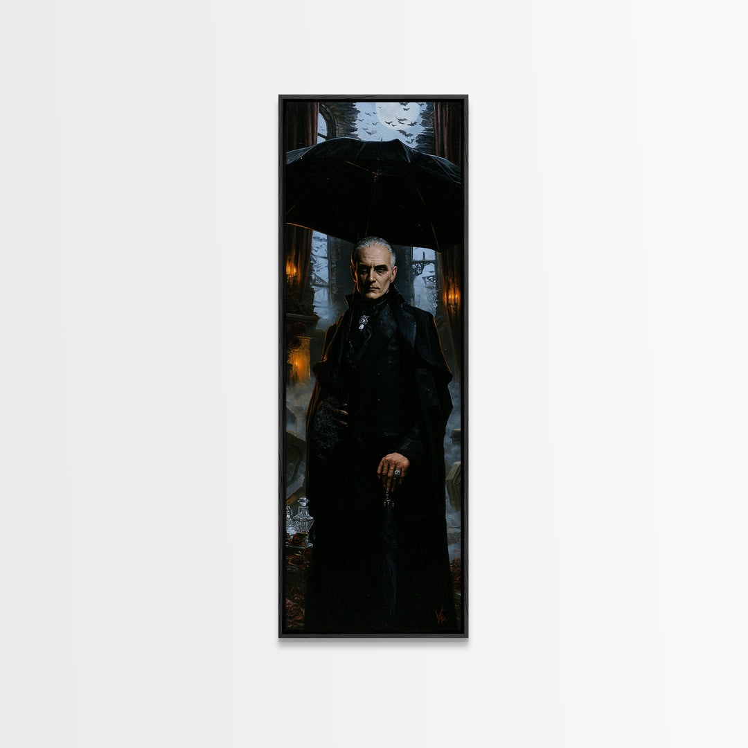 The Cemetery Gentleman, Victorian Vampire Portrait, Tall Narrow Canvas Print, Macabre Home Decor, Spooky Season Decor, Classic Monster Art