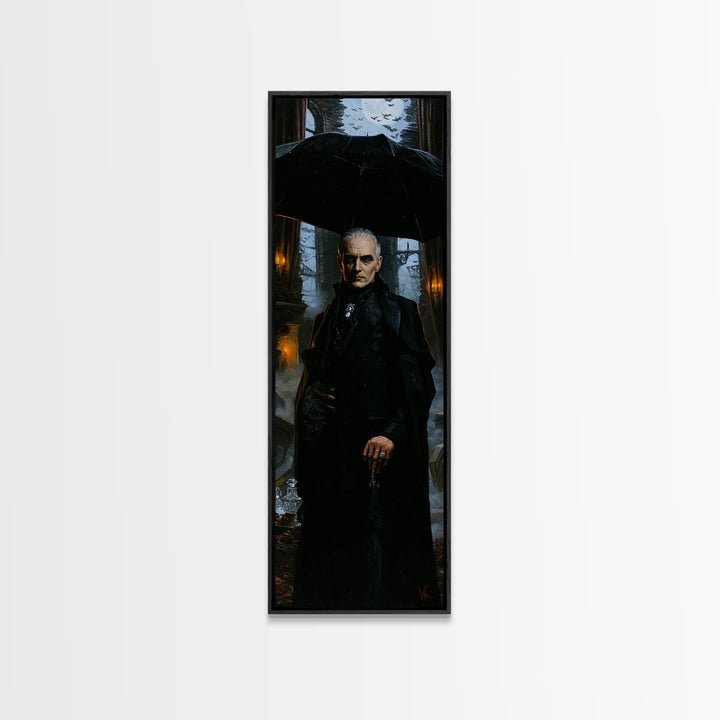The Cemetery Gentleman, Victorian Vampire Portrait, Tall Narrow Canvas Print, Macabre Home Decor, Spooky Season Decor, Classic Monster Art
