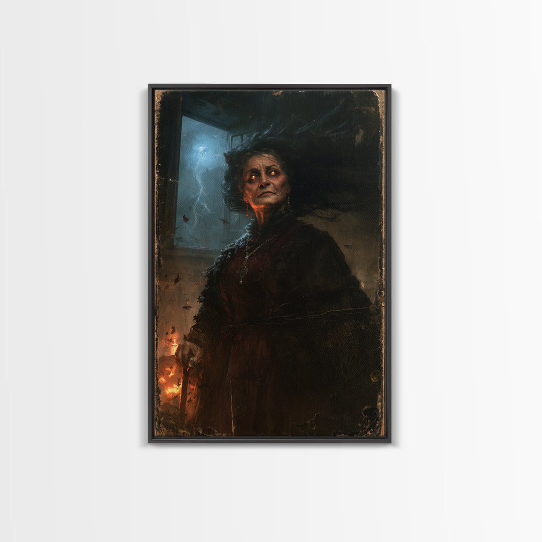 The Widow Of The Full Moon, Victorian Werewolf Portrait, Vertical Canvas Print, Gothic Home Decor, Gothic Wall Decor, Classic Monster Art