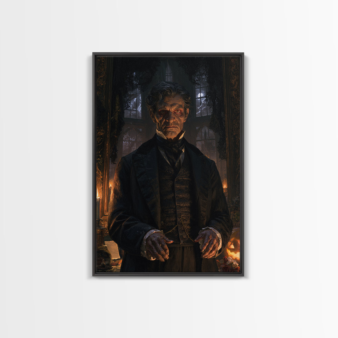 The Parish Beast, Victorian Werewolf Portrait, Vertical Canvas Print, Dark Academia Decor, Canvas Print, Classic Monster Art