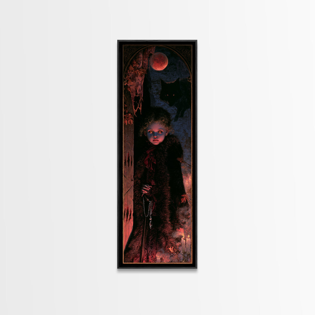 The Wolf-Child Of Ash Lane, Victorian Werewolf Portrait, Tall Narrow Canvas Print, Gothic Home Decor, Gothic Wall Decor, Classic Monster Art