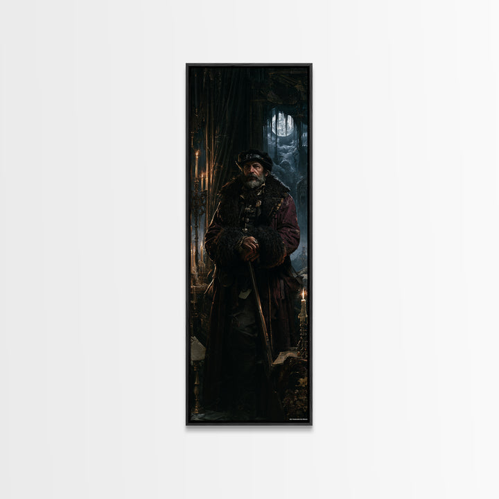 The Midnight Gamekeeper, Victorian Werewolf Portrait, Tall Narrow Canvas Print, Antique Style Decor, Gothic Wall Decor, Classic Monster Art