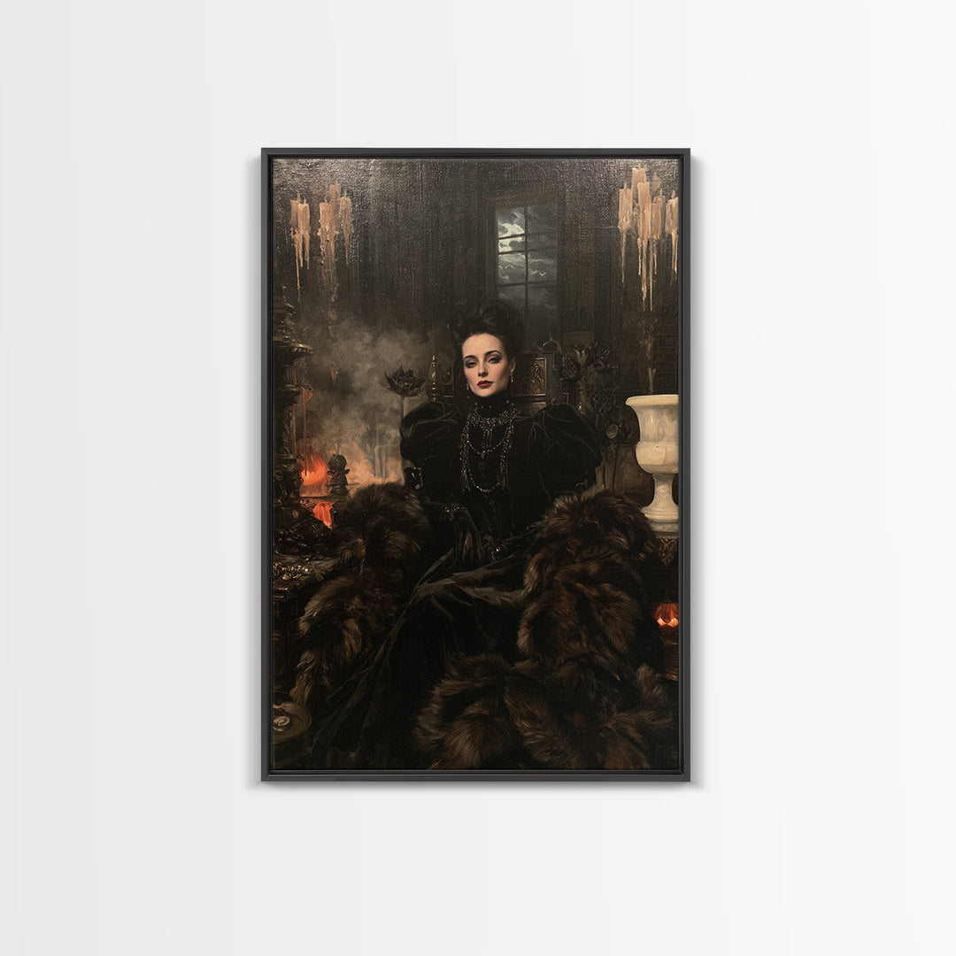 The Heiress Of Howling Fen, Victorian Werewolf Portrait, Vertical Canvas Print, Gothic Home Decor, Classic Monster Art