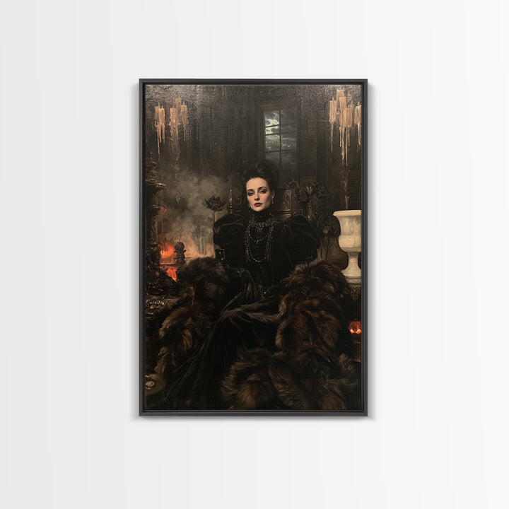 The Heiress Of Howling Fen, Victorian Werewolf Portrait, Vertical Canvas Print, Gothic Home Decor, Classic Monster Art