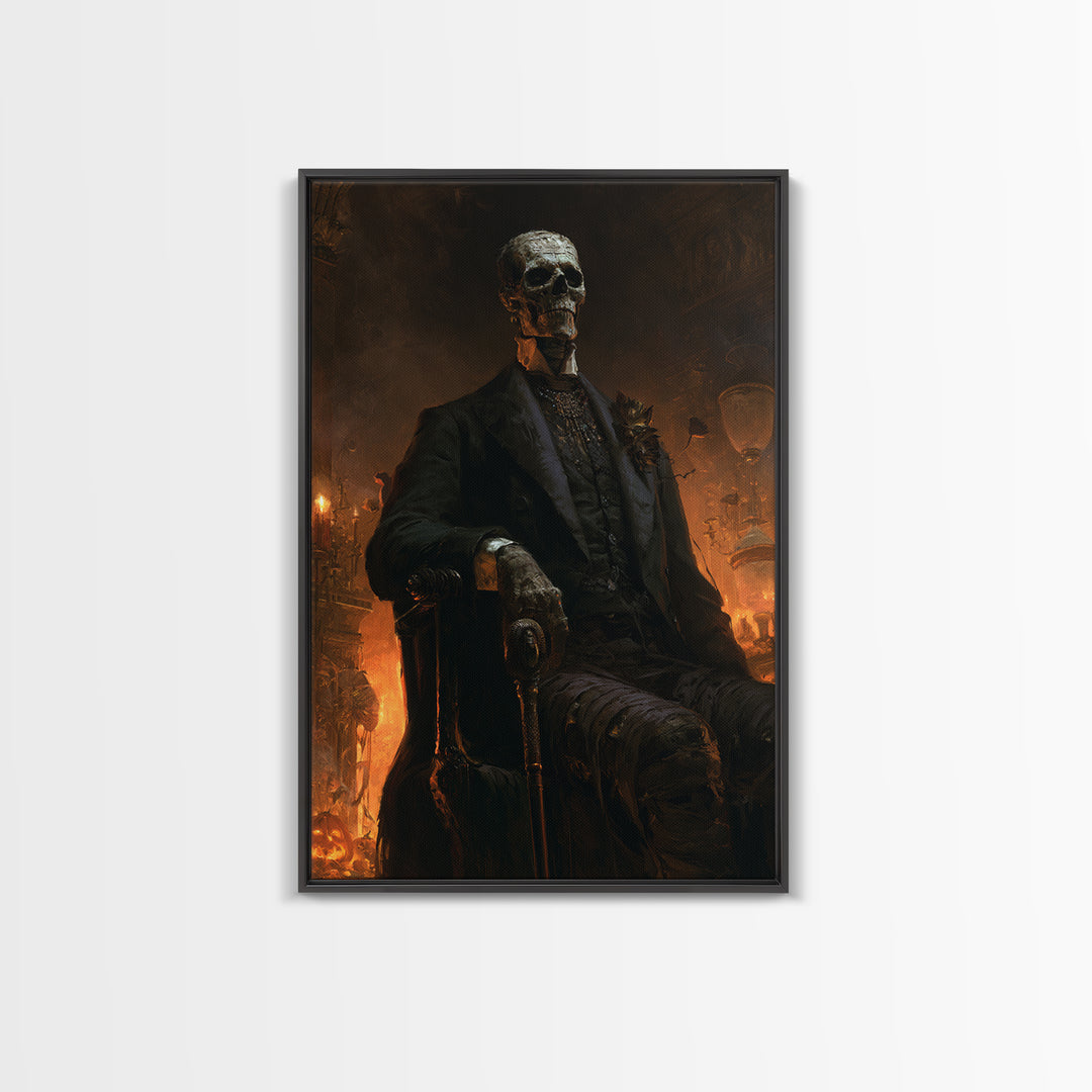 The Tomb Gentleman, Victorian Mummy Portrait, Vertical Canvas Print, Antique Style Decor, Halloween Portrait Art, Classic Monster Art