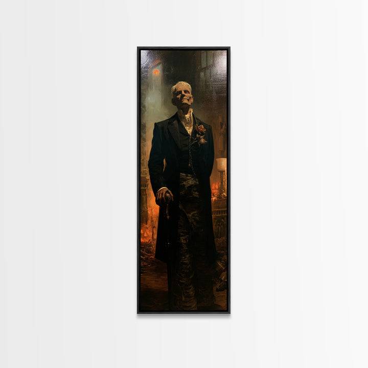 The Tomb Gentleman, Victorian Mummy Portrait, Tall Narrow Canvas Print, Macabre Home Decor, Canvas Print, Classic Monster Art