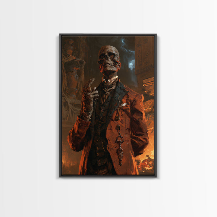 The Linen Baron, Victorian Mummy Portrait, Vertical Canvas Print, Gothic Home Decor, Antique Horror Decor, Classic Monster Art