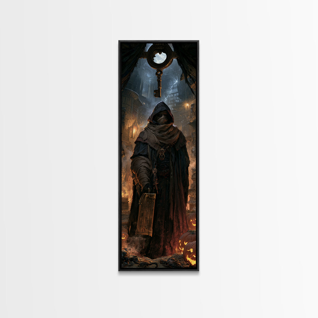 The Moonlit Embalmer, Victorian Mummy Portrait, Tall Narrow Canvas Print, Macabre Home Decor, Antique Horror Decor, Classic Monster Art