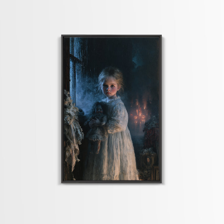 The Nursery Wisp, Victorian Ghost Portrait, Vertical Canvas Print, Dark Academia Decor, Gothic Wall Decor, Classic Monster Art