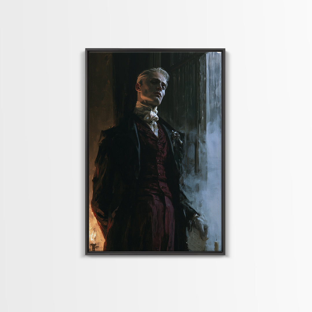 The Ballroom Phantom, Victorian Ghost Portrait, Vertical Canvas Print, Classic Halloween Decor, Gothic Wall Decor, Classic Monster Art