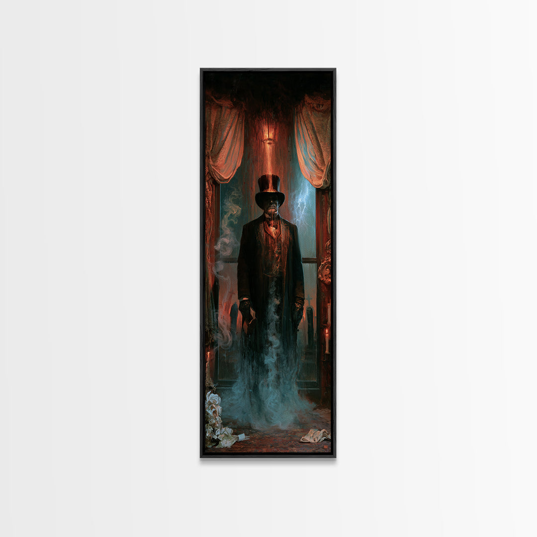 The Railway Ghost, Victorian Ghost Portrait, Tall Narrow Canvas Print, Gothic Home Decor, Halloween Portrait Art, Classic Monster Art