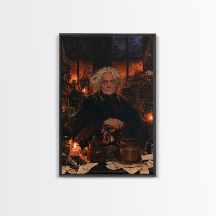 The Sea-Witch Aunt, Victorian Witch Portrait, Vertical Canvas Print, Dark Academia Decor, Antique Horror Decor, Classic Monster Art