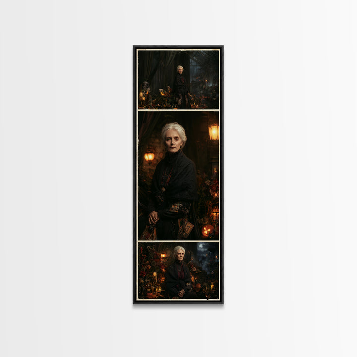 The Sea-Witch Aunt, Victorian Witch Portrait, Tall Narrow Canvas Print, Dark Academia Decor, Antique Horror Decor, Classic Monster Art