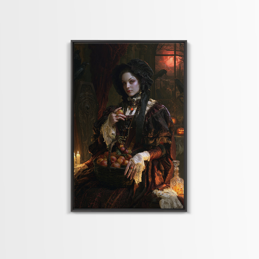 The Orchard Hexer, Victorian Witch Portrait, Vertical Canvas Print, Macabre Home Decor, Halloween Portrait Art, Classic Monster Art