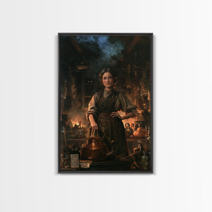 The Kitchen Witch, Victorian Witch Portrait, Vertical Canvas Print, Macabre Home Decor, Halloween Portrait Art, Classic Monster Art