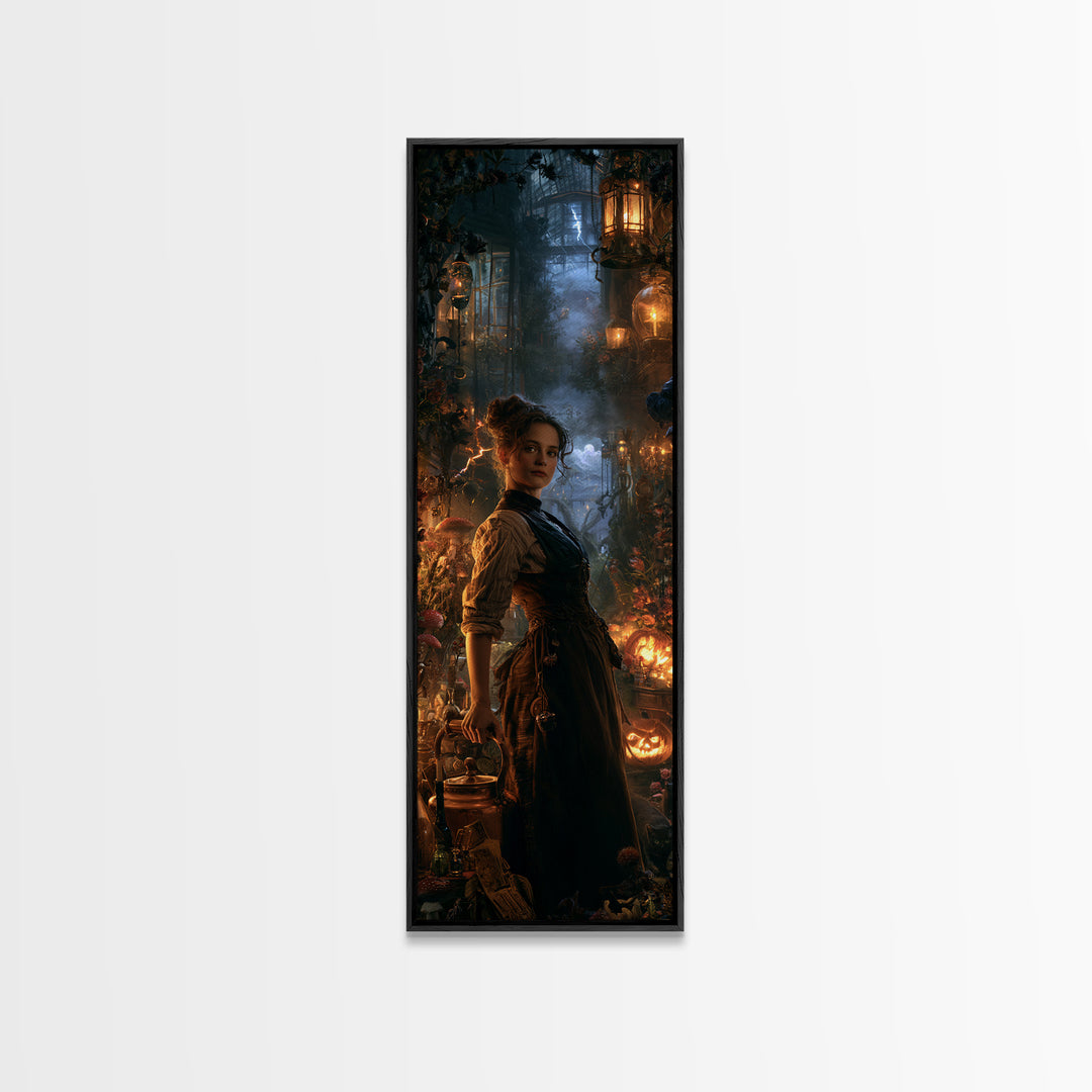 The Kitchen Witch, Victorian Witch Portrait, Tall Narrow Canvas Print, Gothic Home Decor, Gothic Wall Decor, Classic Monster Art
