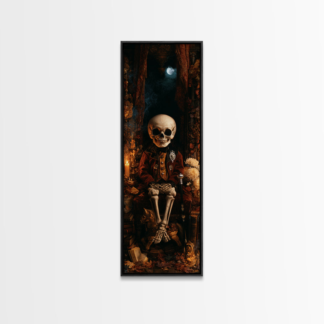 The Ossuary Child, Victorian Skeleton Portrait, Tall Narrow Canvas Print, Gothic Home Decor, Gothic Wall Decor, Classic Monster Art
