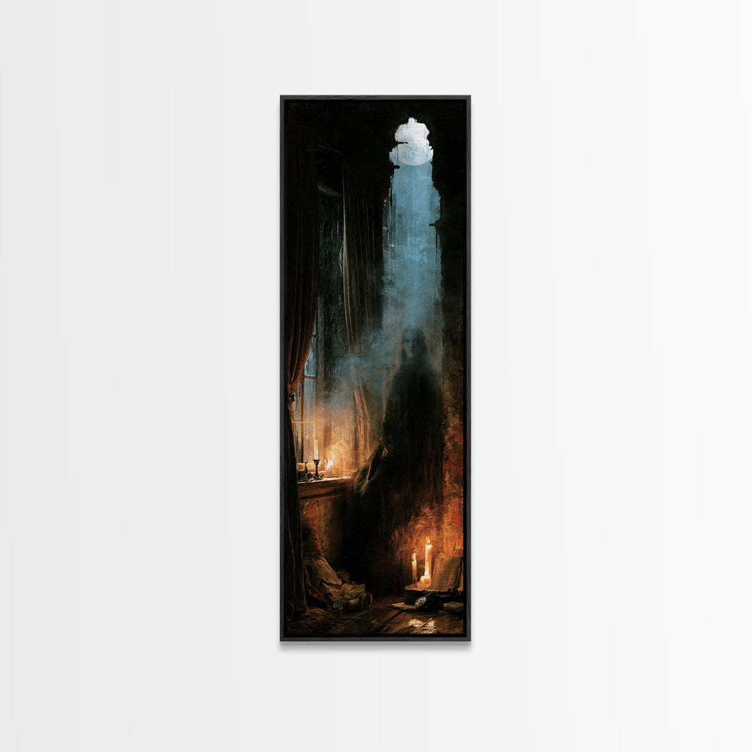 The Cellar Phantom, Victorian Phantom Portrait, Tall Narrow Canvas Print, Classic Halloween Decor, Spooky Season Decor, Classic Monster Art