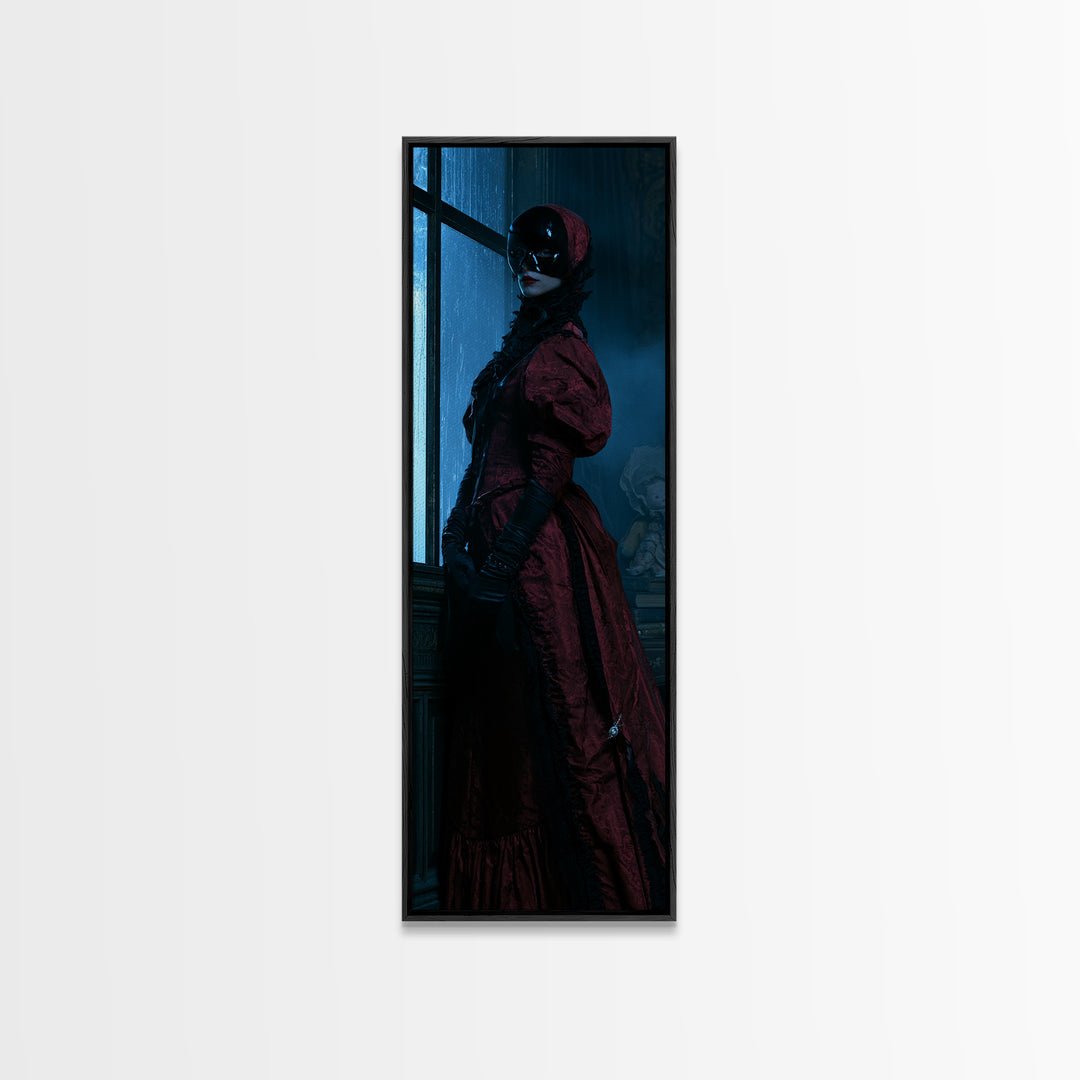 The Velvet Mask Specter, Victorian Phantom Portrait, Tall Narrow Canvas Print, Classic Halloween Decor, Canvas Print, Classic Monster Art