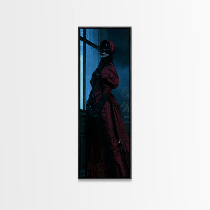 The Velvet Mask Specter, Victorian Phantom Portrait, Tall Narrow Canvas Print, Classic Halloween Decor, Canvas Print, Classic Monster Art