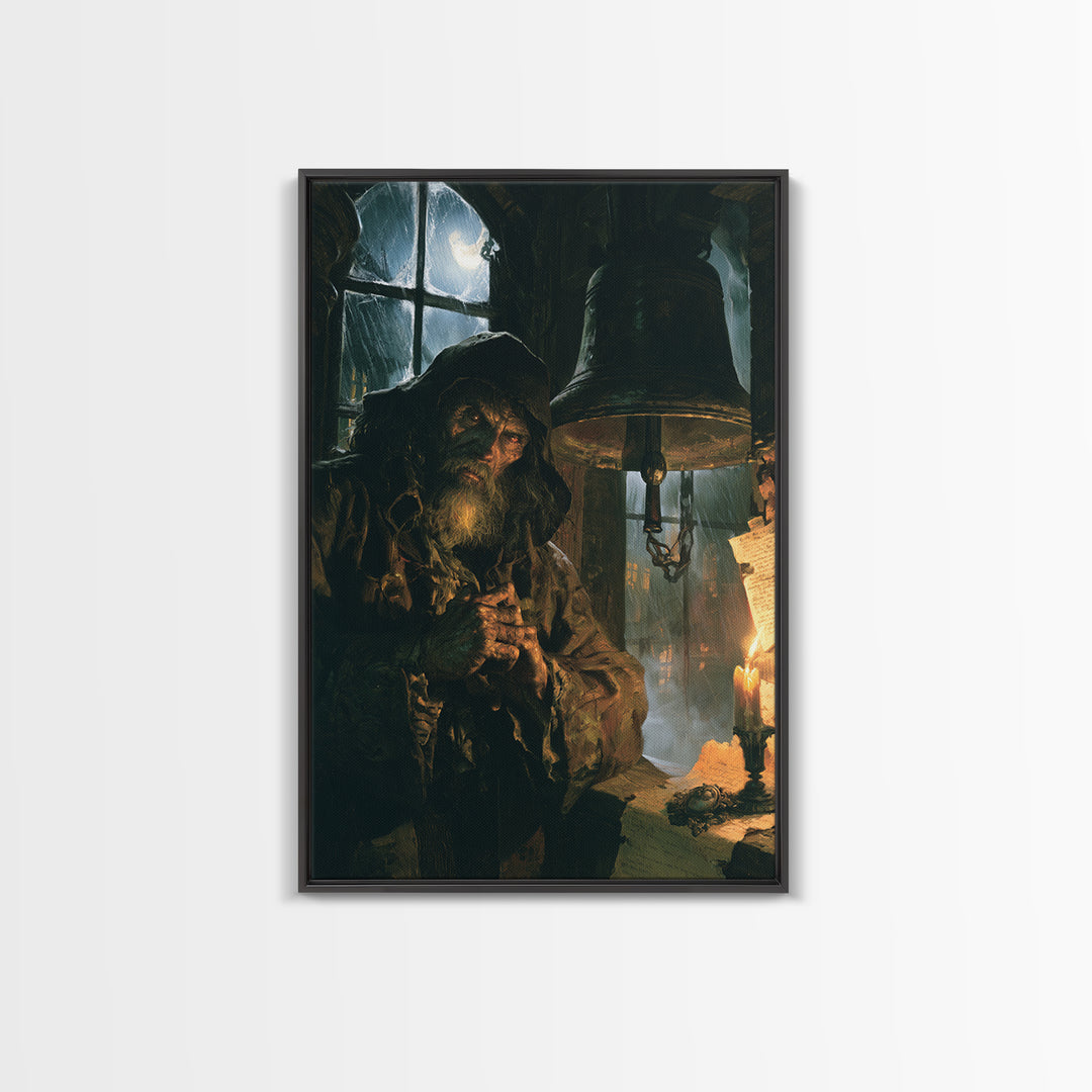 The Tower Bell Phantom, Victorian Phantom Portrait, Vertical Canvas Print, Gothic Home Decor, Spooky Season Decor, Classic Monster Art