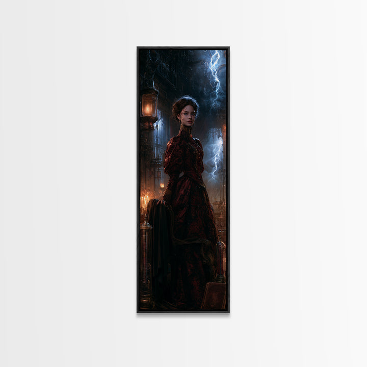 The Thunder Parlour Girl, Victorian Monster Portrait, Tall Narrow Canvas Print, Gothic Home Decor, Spooky Season Decor, Classic Monster Art