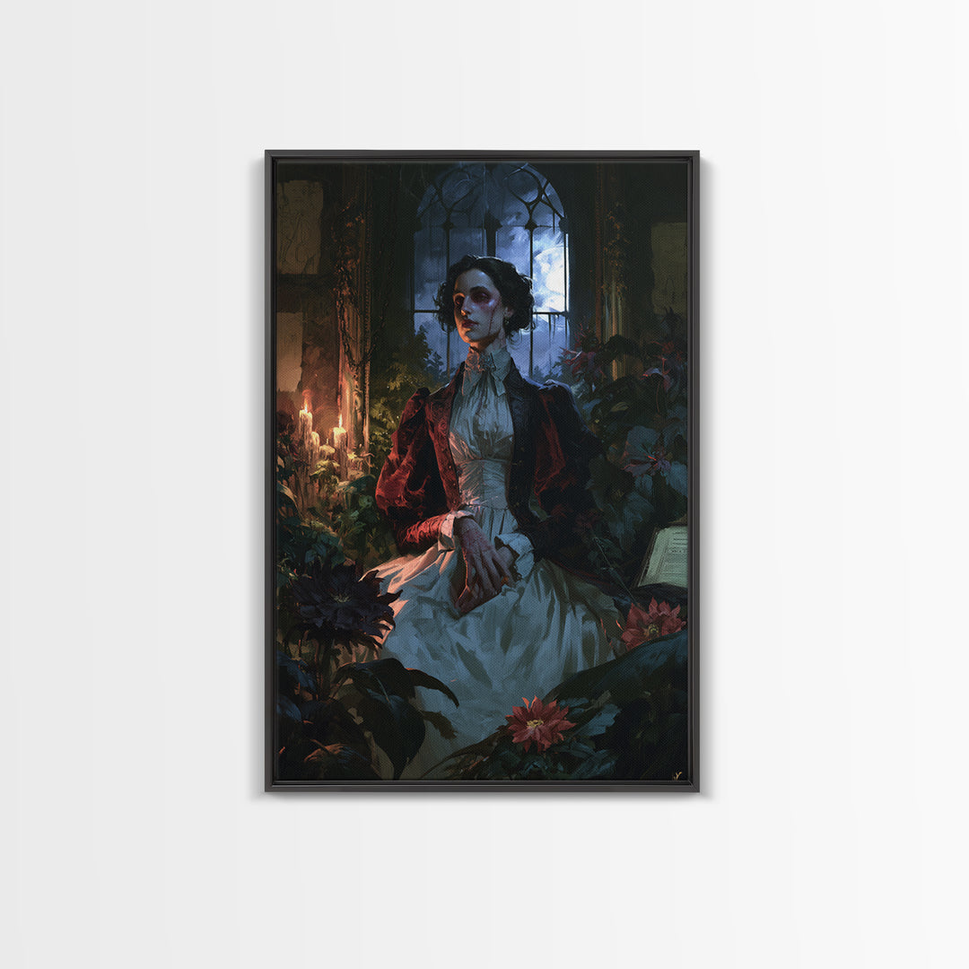 The Garden Experiment, Victorian Monster Portrait, Vertical Canvas Print, Macabre Home Decor, Antique Horror Decor, Classic Monster Art