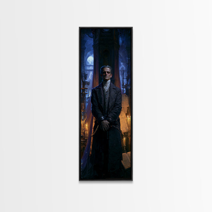 The Clocktower Patient, Victorian Monster Portrait, Tall Narrow Canvas Print, Antique Style Decor, Antique Horror Decor, Classic Monster Art