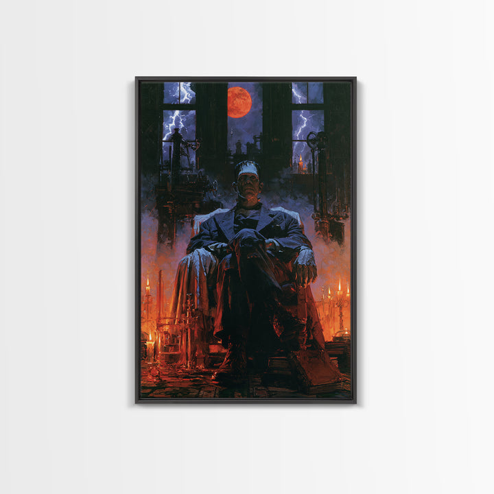 The Manor House Colossus, Victorian Monster Portrait, Vertical Canvas Print, Antique Style Decor, Classic Monster Art