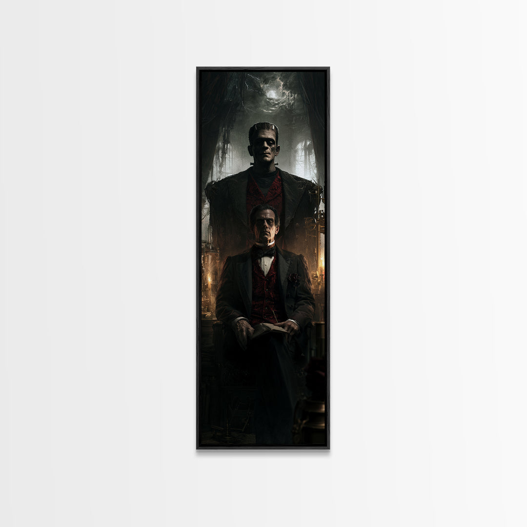 The Manor House Colossus, Victorian Monster Portrait, Tall Narrow Canvas Print, Macabre Home Decor, Classic Monster Art