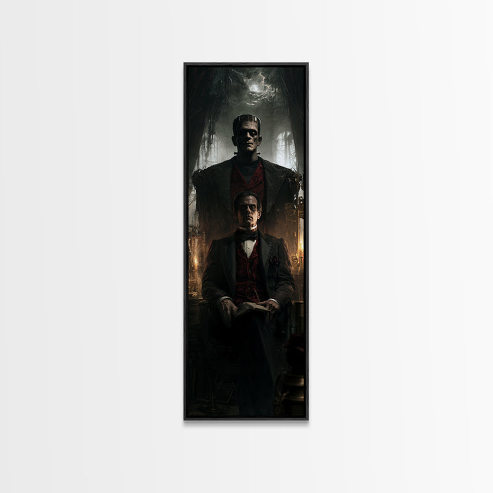 The Manor House Colossus, Victorian Monster Portrait, Tall Narrow Canvas Print, Macabre Home Decor, Classic Monster Art