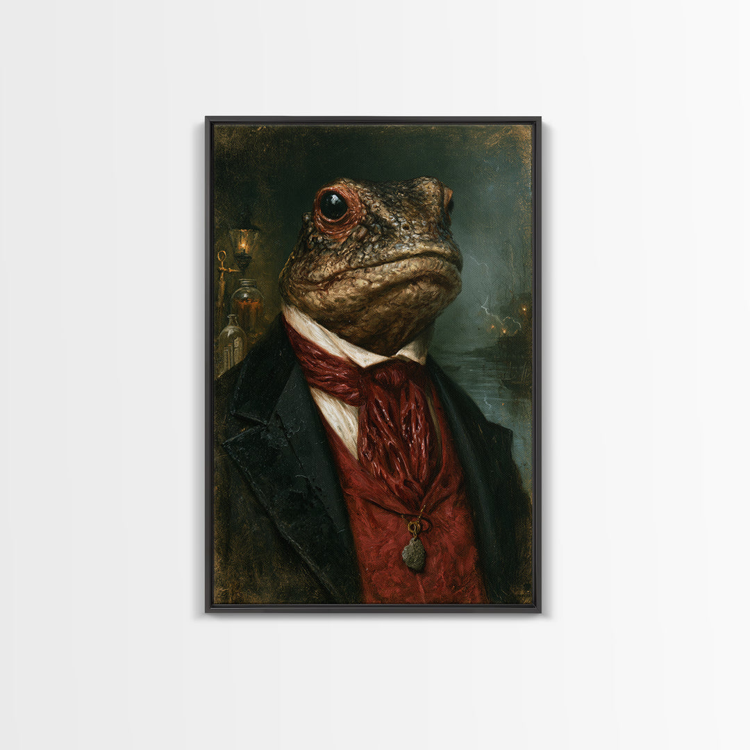 The Marsh Gentleman, Victorian Creature Portrait, Vertical Canvas Print, Gothic Home Decor, Antique Horror Decor, Classic Monster Art