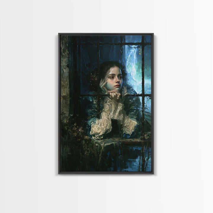 The Lagoon Bride, Victorian Creature Portrait, Vertical Canvas Print, Antique Style Decor, Gothic Wall Decor, Classic Monster Art