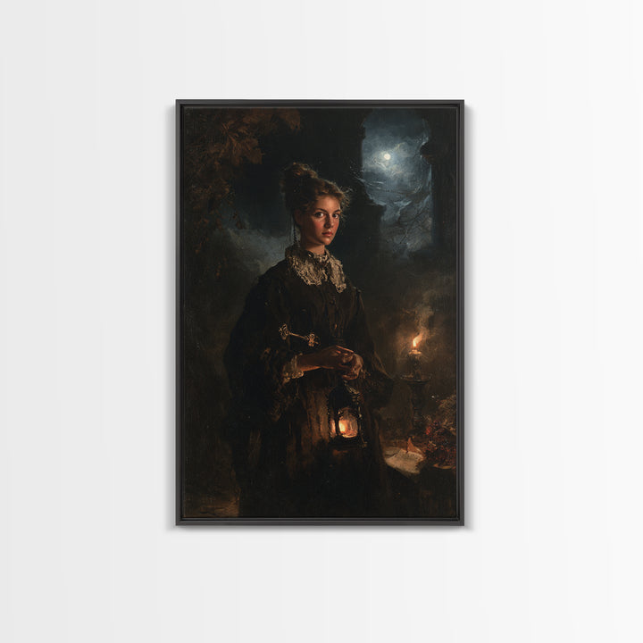 The Grave-Robber’s Daughter, Gothic Victorian Portrait, Vertical Canvas Print, Dark Academia Decor, Classic Monster Art