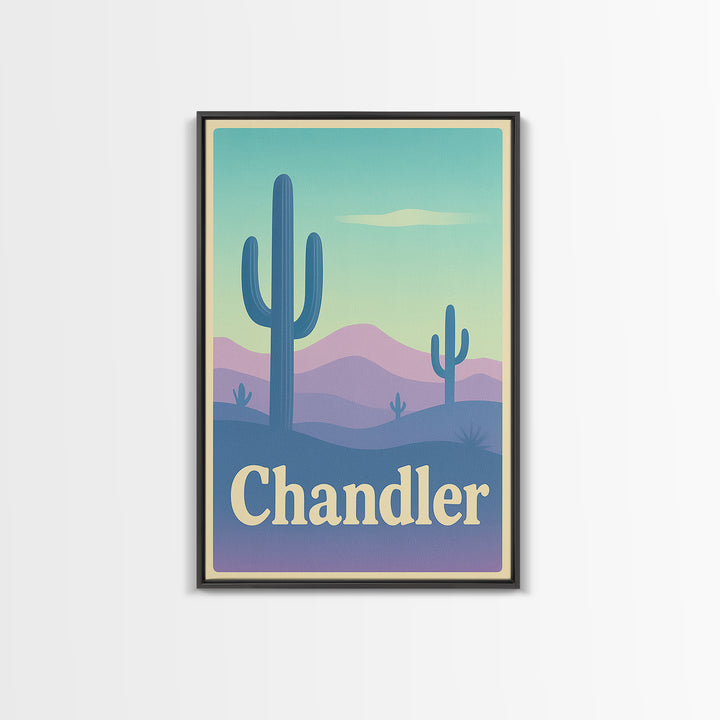 Chandler Travel Poster, Canvas Print, Pastel Retro Travel Art, Chandler Art Print, Mid Century Wall Art, Vintage City Poster, Art Print