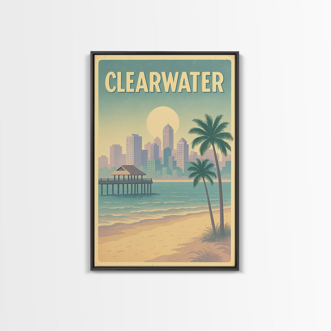 Clearwater Florida Travel Poster, Canvas Print, Dreamy Skyline Poster Art, Clearwater Art Print, Travel Wall Art, City Poster, Wall Art