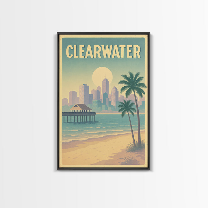 Clearwater Florida Travel Poster, Canvas Print, Dreamy Skyline Poster Art, Clearwater Art Print, Travel Wall Art, City Poster, Wall Art