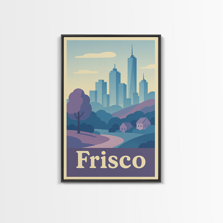 Frisco Travel Poster, Framed Canvas Print, Soft Vintage City Poster, Frisco Art Print, Travel Wall Art, Travel Poster Art, Poster Print