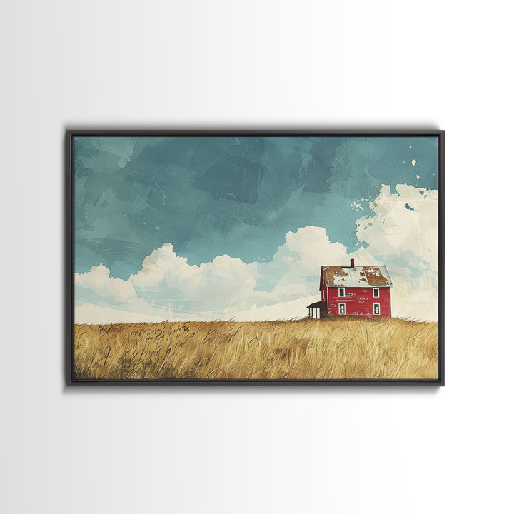 Scenic Landscape Painting Print Of An Abandoned Farm, Original Painting, Art Print, Wood Frame Wall Art, Rustic Decor, Farmhouse Art