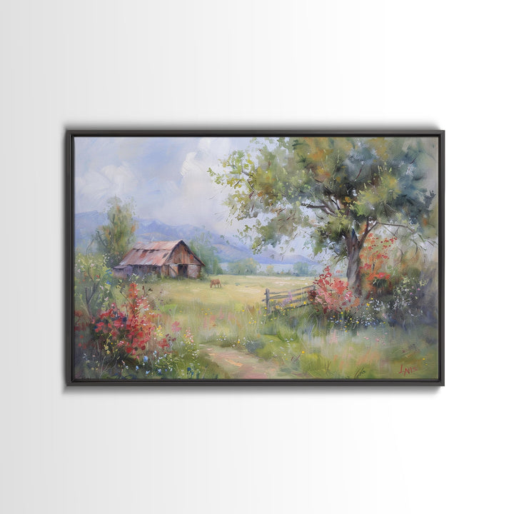 Primitive / Rustic Wall Art | Framed Canvas Print | Home Decor Gift | Housewarming Gift | Vintage Country Art | Minimalist Watercolor
