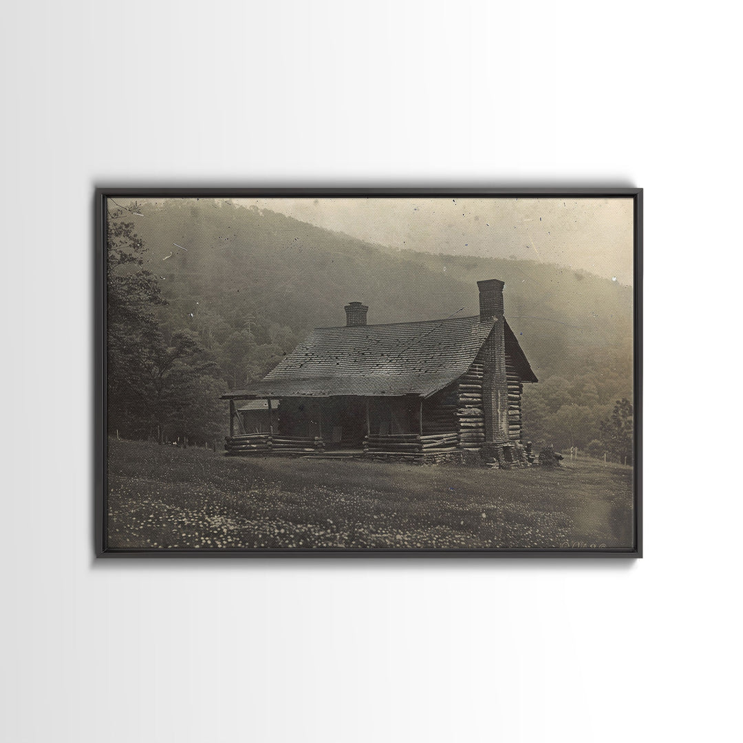 Cabin Wall Art Framed Canvas Print Or Metal Art Print, Pine Forest, Tin Type Photography Style Wall Art, Rustic Farmhouse / Western Decor
